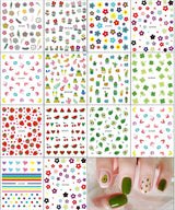 JMEOWIO Süße Nagelsticker Für Kinder 14 Blatt Nail Art Naklejka Selbstklebend Nagelaufkleber Regenbogen Blumen Frucht Dekoration Nageldesign Zubehör