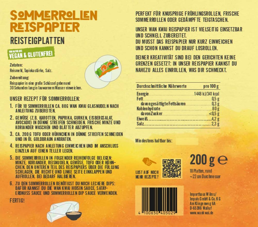 Papier ryżowy Wan Kwai Summer Roll 200g – Wymaga lekkiego namoczenia, idealny do chrupiących sajgonek, świeżych letnich bułek lub klusek na parze