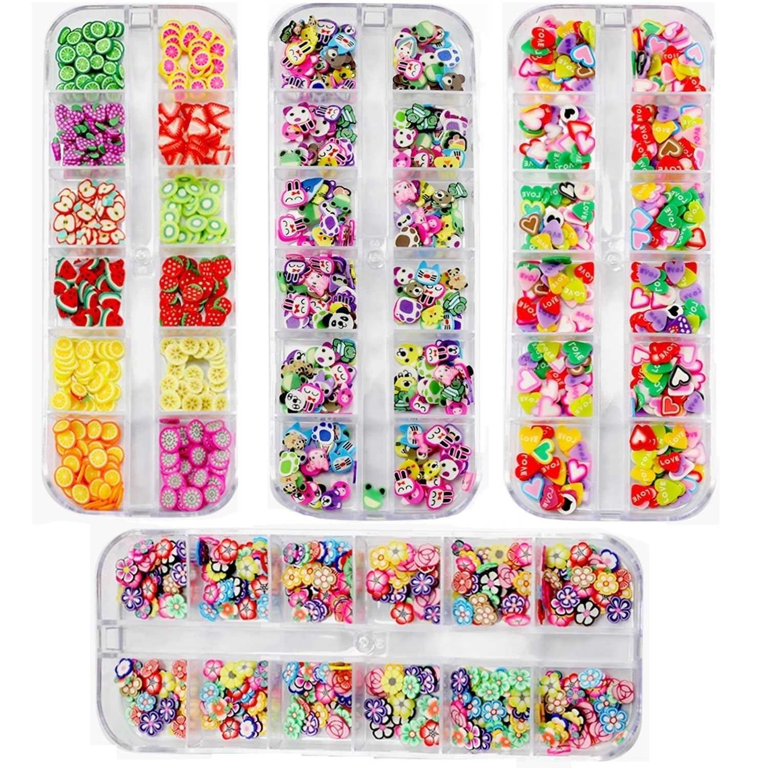 4 Zestaw Nagel Obst Scheiben, Basicon Niedliche Obst Polymer Scheiben Obst Scheibe Nail Nagel 3D Obstscheibe Nail Art Kawałek dla majsterkowiczów Liefert Maniküre Dekoration Schleim Zubehör Nageldekorationen, 4 Stile