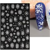 JMEOWIO Nagelsticker Weihnachten Weiß Glitter 8 Blatt Nail Art Naklejka Selbstklebend Nagelaufkleber Schneeflocke Zimowe wakacje Dekoracja Nageldesign Zubehör