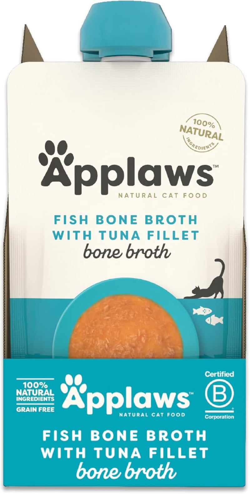 Applaws 100% naturalna mokra karma dla kotów - Zupa z kościami rybnymi i tuńczykiem, 12 saszetek filtrujących x 85g