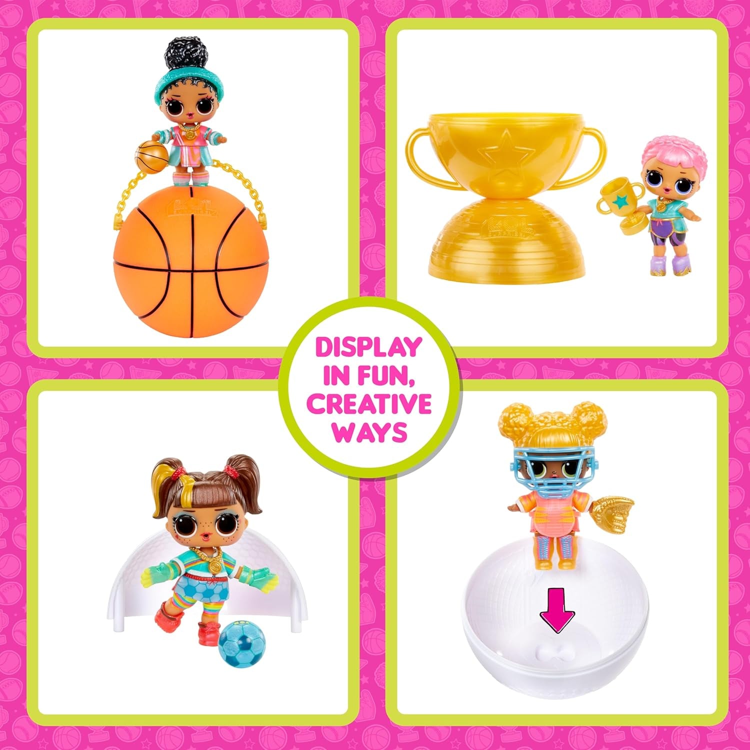 LOL niespodzianka! Kolekcja All-Star Sports Vault Tots – zawiera 1 lalkę, opancerzone opakowanie, 12 lalek kolekcjonerskich, 8 akcesoriów do rozpakowywania, idealne dla dzieci w wieku od 4 lat, kolor różowy