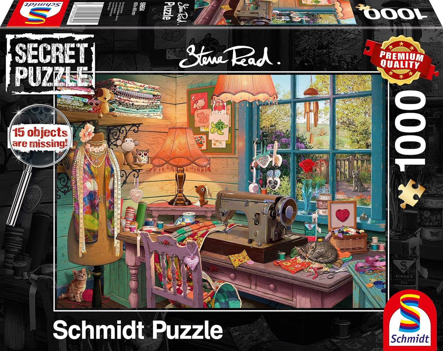 Schmidt Spiele 59654 Sekretne puzzle, W szwalni, puzzle 1000 elementów Puzzle Naty Shop Domyślny tytuł