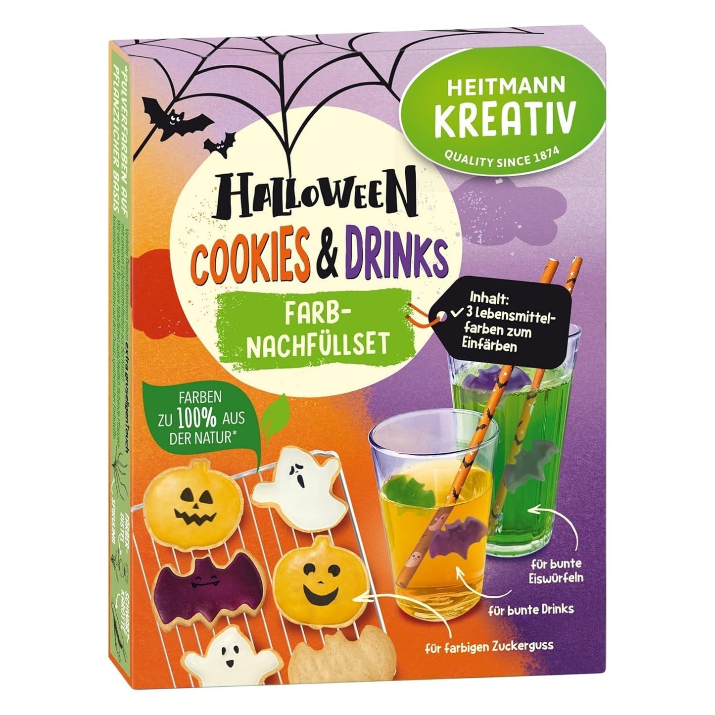 Kolorowy zestaw uzupełniający do ciastek i napojów na Halloween firmy HEITMANN KREATIV