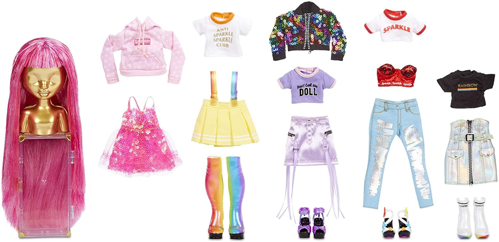 Rainbow High 571049 Fashion Studio - Ekskluzywna lalka z ubrankami, akcesoriami i 2 błyszczącymi perukami - Stwórz ponad 300 strojów!