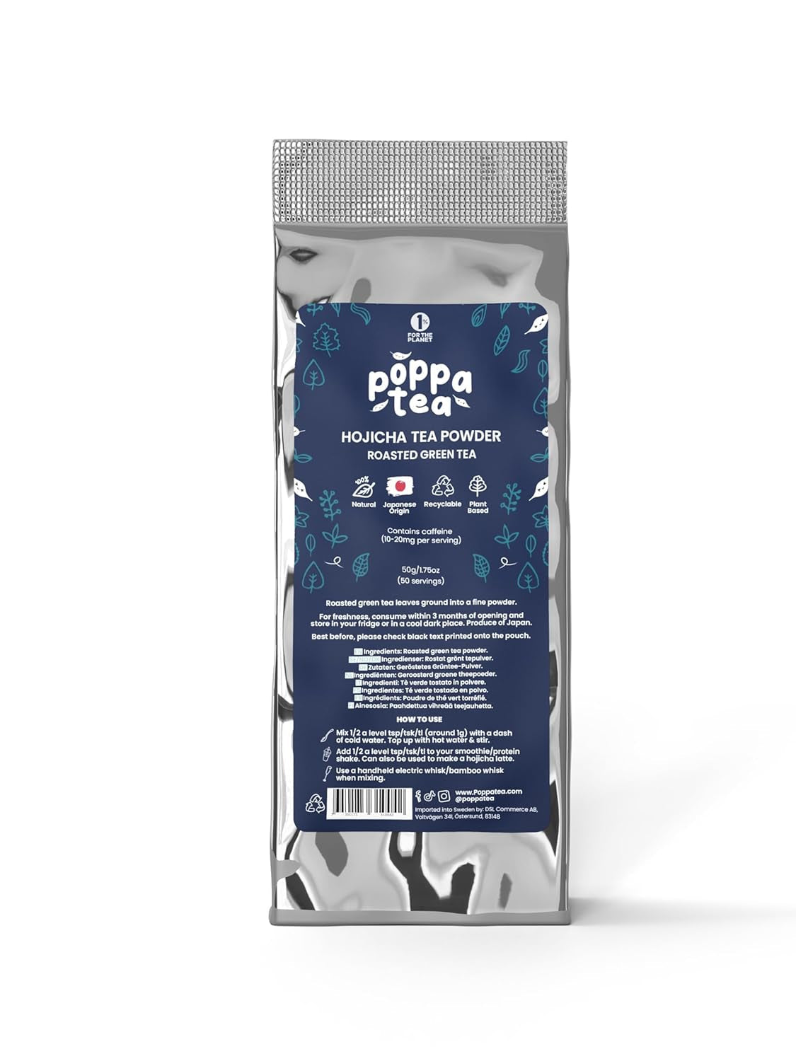Poppatea Hojicha Tea Powder - Palona Zielona Herbata (50g torebka uzupełniająca)