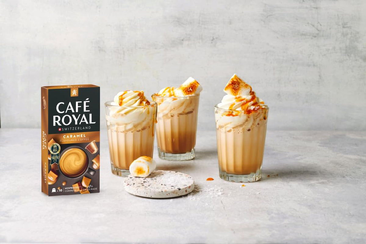 Café Royal Caramel Flavoured Kaffee – Kaffeekapseln kompatybilna z Nespresso®, kremowa, helle Röstung, 100% Arabica, Rainforest Alliance, 100 Kapseln