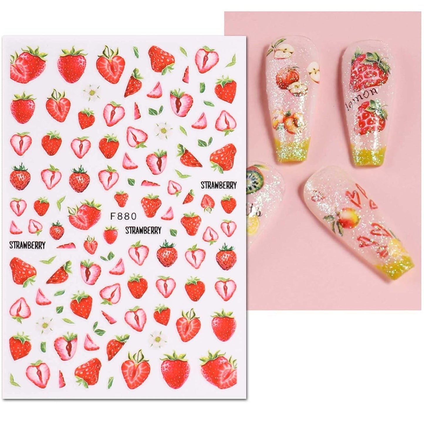JMEOWIO Nagelsticker Sommer Frucht 9 Blatt Nail Art Naklejka Selbstklebend Nagelaufkleber Zitronen Dekoration Nageldesign Zubehör