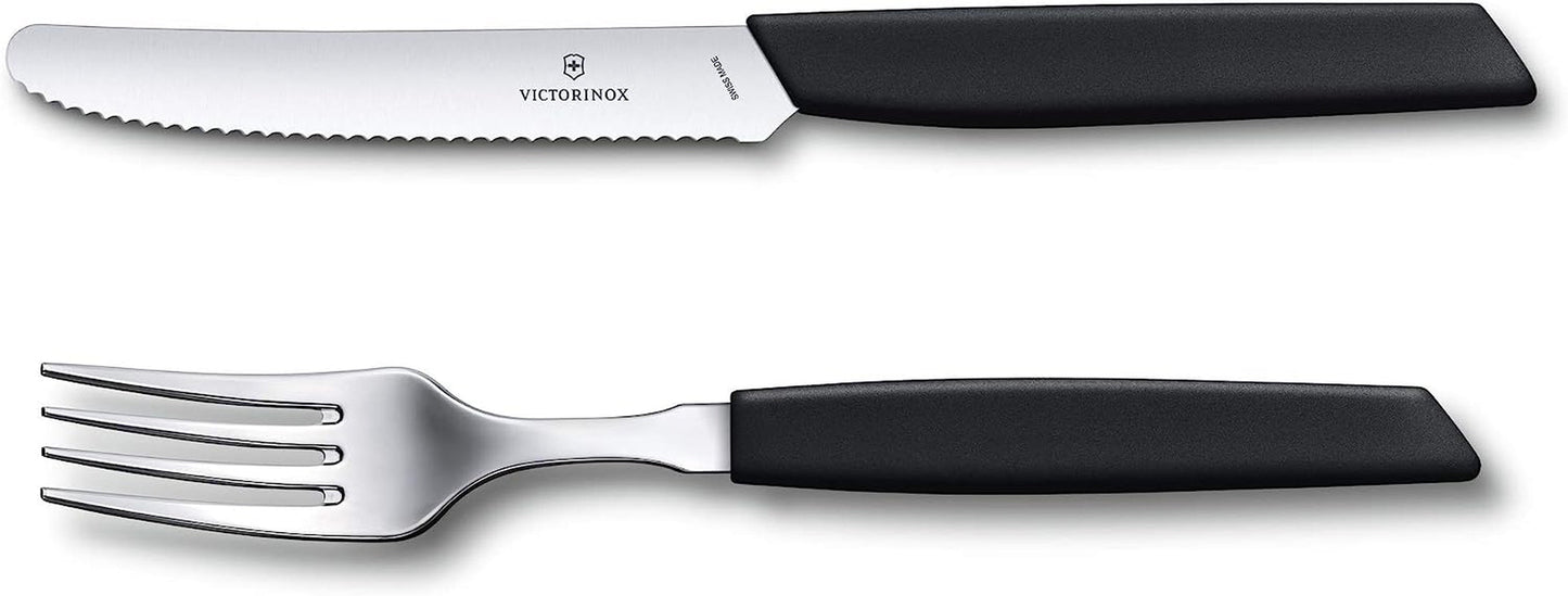 VICTORINOX Nowoczesny szwajcarski zestaw sztućców dla 6 osób 12-częściowy kuchnia Naty Shop czarny