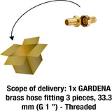 Gardena Mosiężna złączka do węża, 3 sztuki: Przedłużka węża, gwint 33,3 mm (G 1 cal), do węży 19 mm (3/4 cala) (7152-20)
