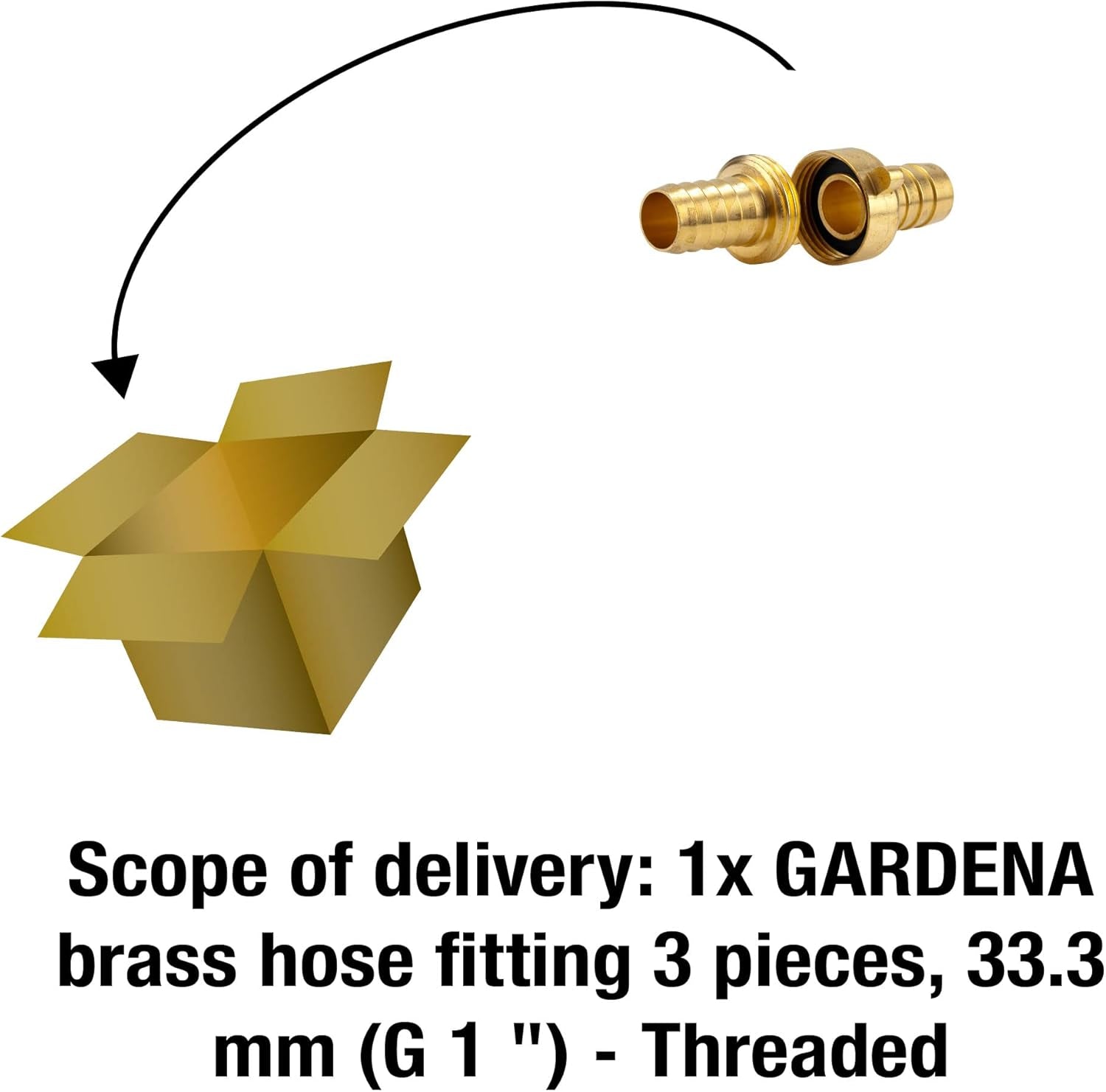 Gardena Mosiężna złączka do węża, 3 sztuki: Przedłużka węża, gwint 33,3 mm (G 1 cal), do węży 19 mm (3/4 cala) (7152-20)