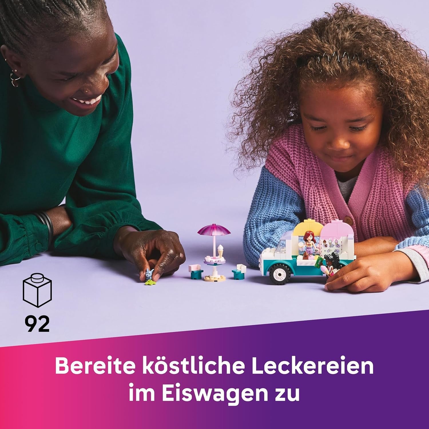 LEGO Friends Ciężarówka z lodami w Heartlake Zestaw do zabawy w udawanie 2 figurki i króliczek Zestaw do budowania 4-letnie dziewczynki Postać z minifigurką Zabawka do budowania 42644 Zestawy do budowania Besuche den LEGO-Store