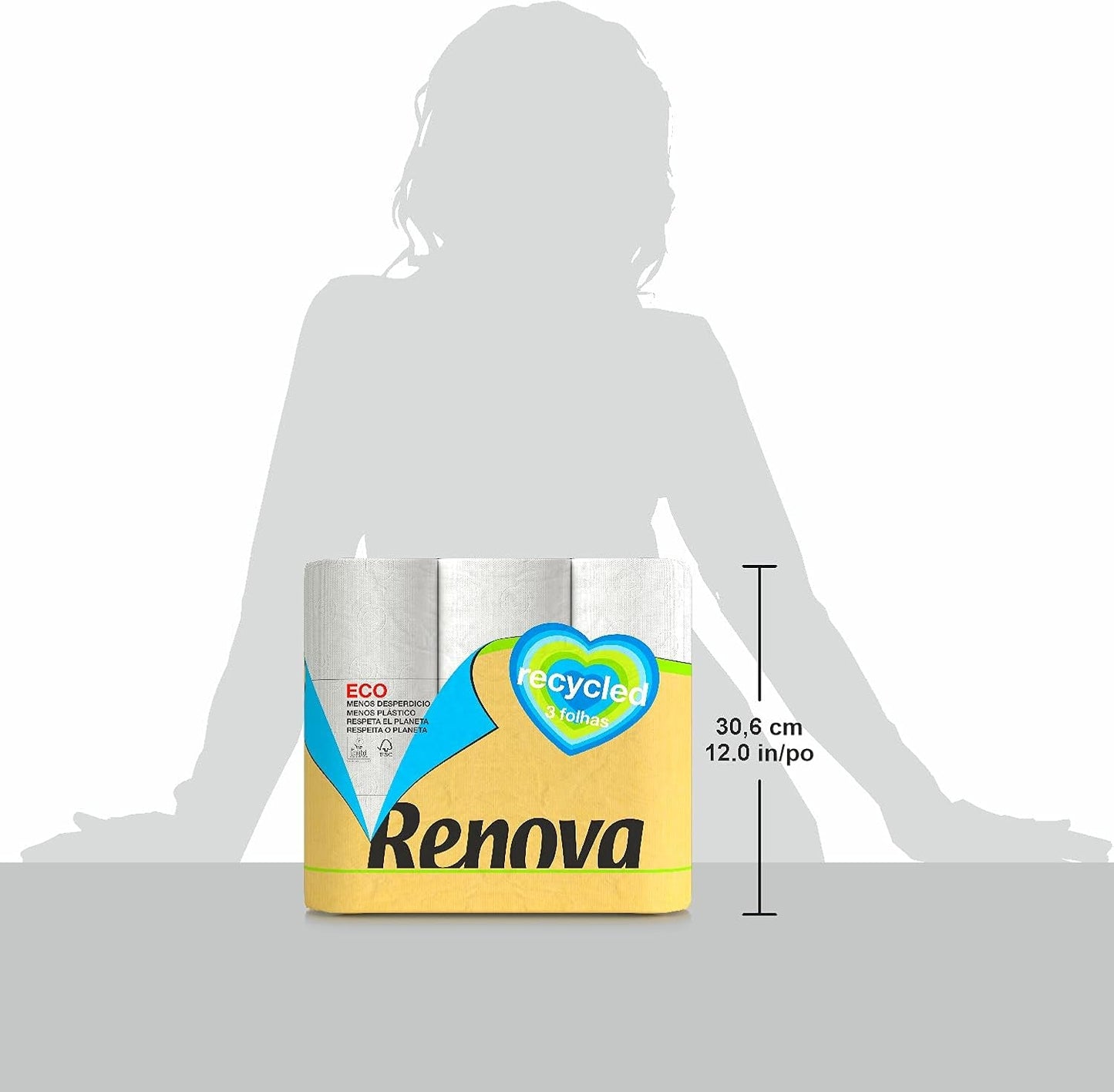 Papier toaletowy Renova 100% Z RECYKLINGU 9 rolek, biały, normalny