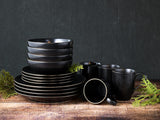 CreaTable, 22699, seria Industrial Gold BLACK, 16-częściowy zestaw naczyń obiadowych dla 4 osób, serwis porcelany Combo, można myć w zmywarce i używać w kuchence mikrofalowej, jakość produkcji
