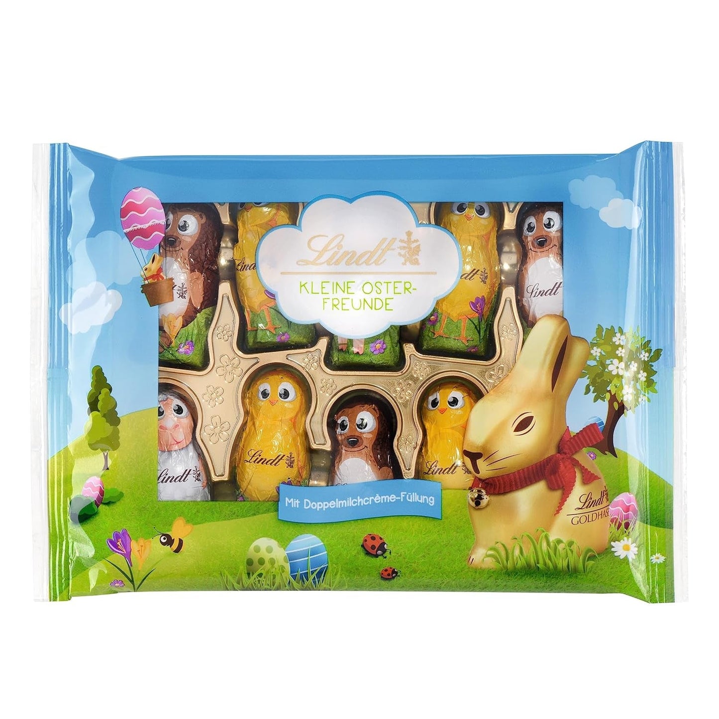 Lindt Mali wielkanocni przyjaciele z czekoladą | 2x100g | 10 zabawnych wielkanocnych przyjaciół Lindta | Delikatny podwójny krem ​​mleczny w alpejskiej czekoladzie mlecznej | Pisanki dla Dzieci | Prezent Czekoladowy