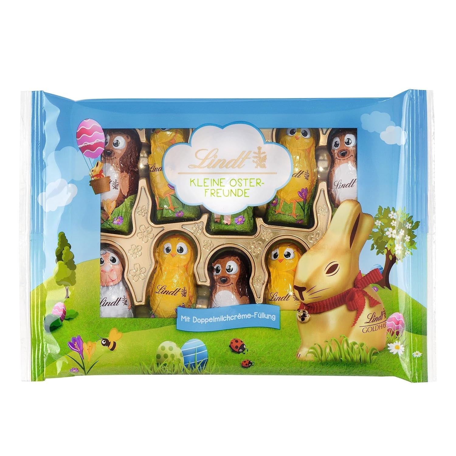Lindt Mali wielkanocni przyjaciele z czekoladą | 2x100g | 10 zabawnych wielkanocnych przyjaciół Lindta | Delikatny podwójny krem ​​mleczny w alpejskiej czekoladzie mlecznej | Pisanki dla Dzieci | Prezent Czekoladowy