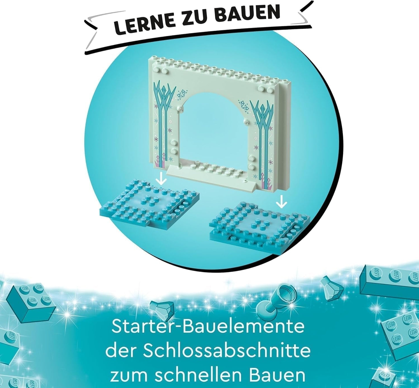 LEGO Disney Kraina Lodu Pałac Elsy, Zamek Królowej Lodu, lalka Księżniczka ELSA i Anna oraz 2 figurki zwierząt, świetny prezent dla 4-letnich dziewcząt i chłopców 43238 Zestawy do budowania Besuche den LEGO-Store