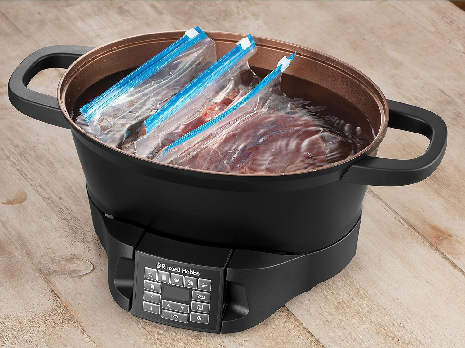 Multicooker Russell Hobbs 6,5L, wyświetlacz cyfrowy, 8 funkcji gotowania Wolnowar Naty Shop