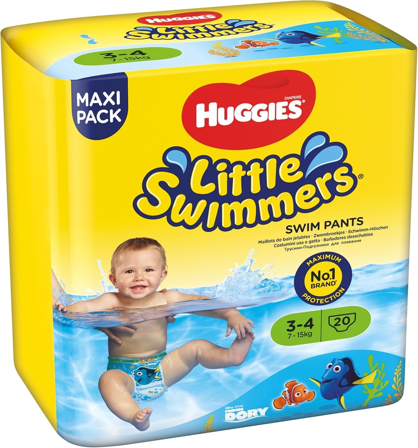 Pieluchy do pływania Huggies Little Swimmers, rozmiar 3-4 (7-15 kg), 1 opakowanie 20 sztuk