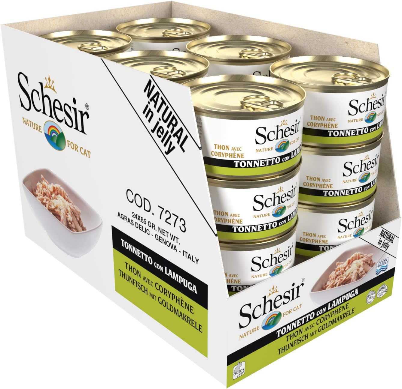 Cat Jelly Thunfisch mit Goldmakrele, Katzenfutter nass w Gelee, 24 Dosen x 85 g