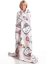 Narzuta Hello Kitty w kolorze różowym, miękki kocyk 130X170Cm, narzuta z mikrofibry lub narzuta na sofę. Jakość z certyfikatem Oekotex, Łóżka i Koce Sanrio Besuche den Kanguru-Store