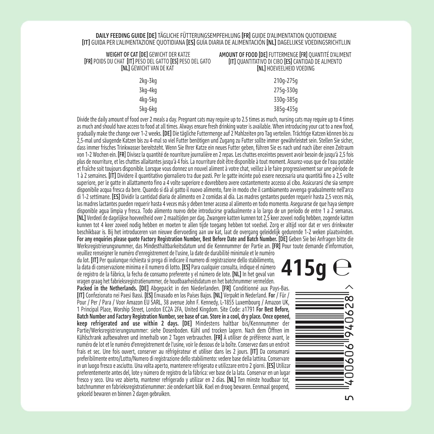 Amazon Grain Free Mokra karma dla kotów w puszkach z kurczakiem 12 x 400g