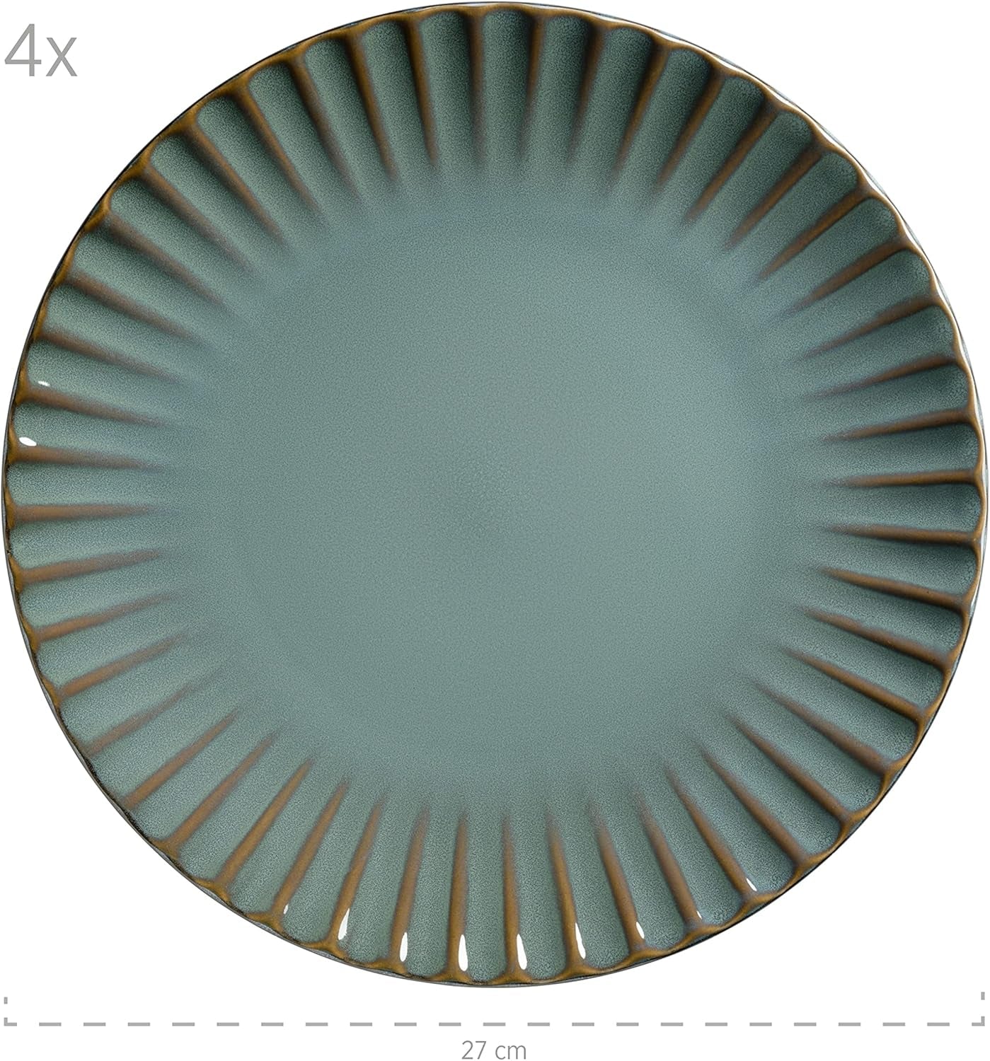 MĘSER 931964 Zestaw naczyń obiadowych z serii Confino dla 4 osób, nowoczesny wygląd vintage, ceramiczny zestaw combo, 20 sztuk, kolor benzyny z czarnymi akcentami, płytka