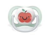 Smoczek Philips AVENT ultra air – 2 sztuki, niezawierający BPA, oddychający, dla dzieci w wieku 0–6 miesięcy, w zestawie etui i sterylizator, jabłko/gruszka (model SCF080/17)