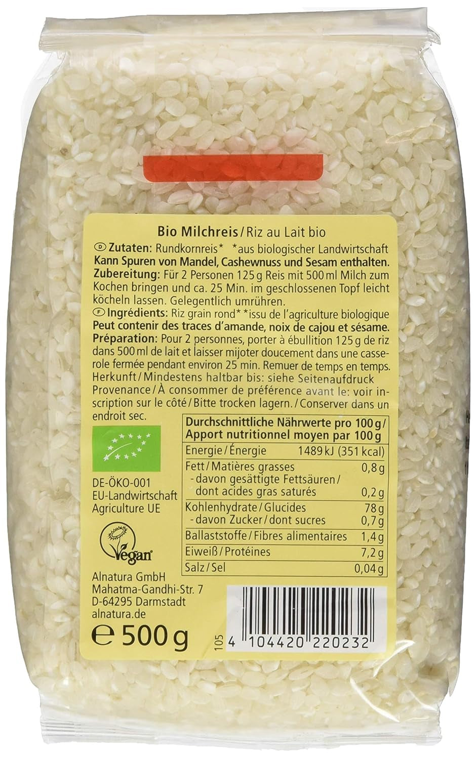 Ekologiczny budyń ryżowy, 500g