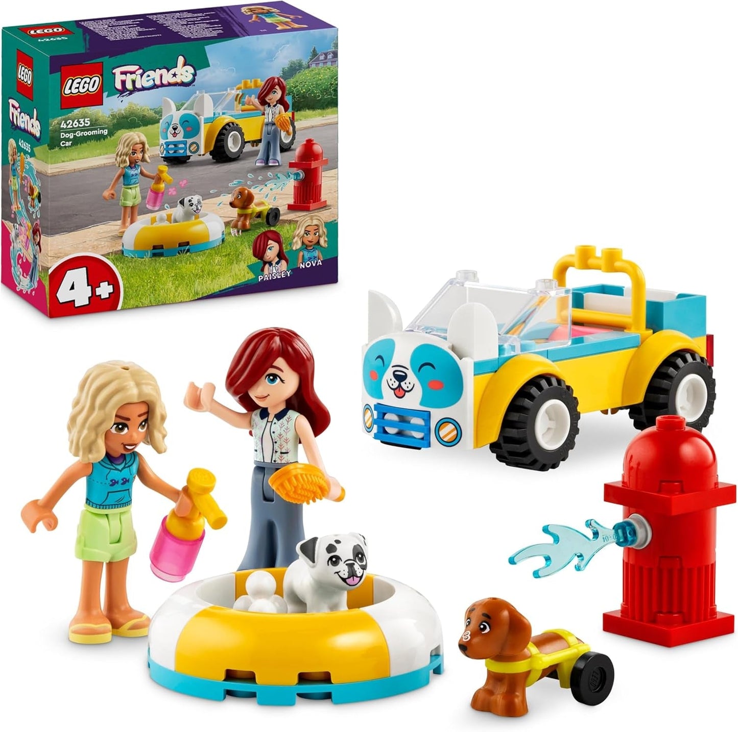LEGO Friends Mobilny salon pielęgnacji psów, zestaw do zabawy w pojazdy-zwierzęta, 2 figurki i 2 psy Zabawka dla dzieci dla dziewcząt i chłopców w wieku 4 lat, zestaw do pielęgnacji psów 42635 Zestawy do budowania Besuche den LEGO-Store Default Title