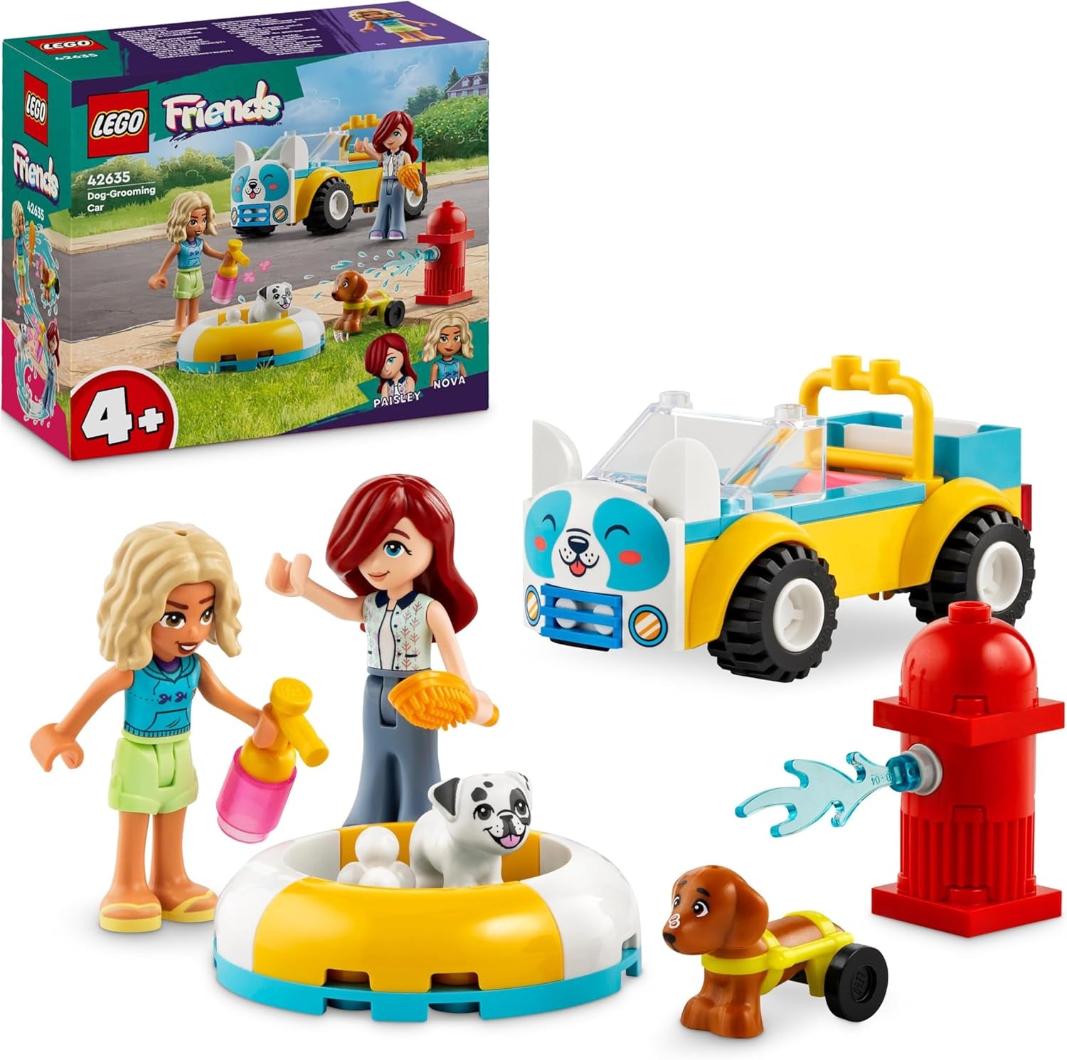 LEGO Friends Mobilny salon pielęgnacji psów, zestaw do zabawy w pojazdy-zwierzęta, 2 figurki i 2 psy Zabawka dla dzieci dla dziewcząt i chłopców w wieku 4 lat, zestaw do pielęgnacji psów 42635 Zestawy do budowania Besuche den LEGO-Store Default Title