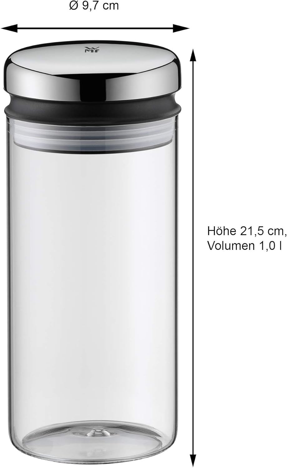Dozownik syropu/miodu WMF Barista 240 ml, szklany słoik i pojemnik do przechowywania 1 l, wysokość 21,5 cm, słoik do przechowywania z pokrywką, pojemnik na ziarna kawy, słoik na płatki zbożowe, słoik do przechowywania żywności z dużym otworem do napełniania Pudełka do przechowywania żywności Naty Shop