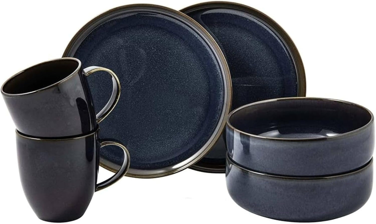 Zestaw śniadaniowy Villeroy & Boch Crafted Denim, 6 sztuk, dla 2 osób, niebieski