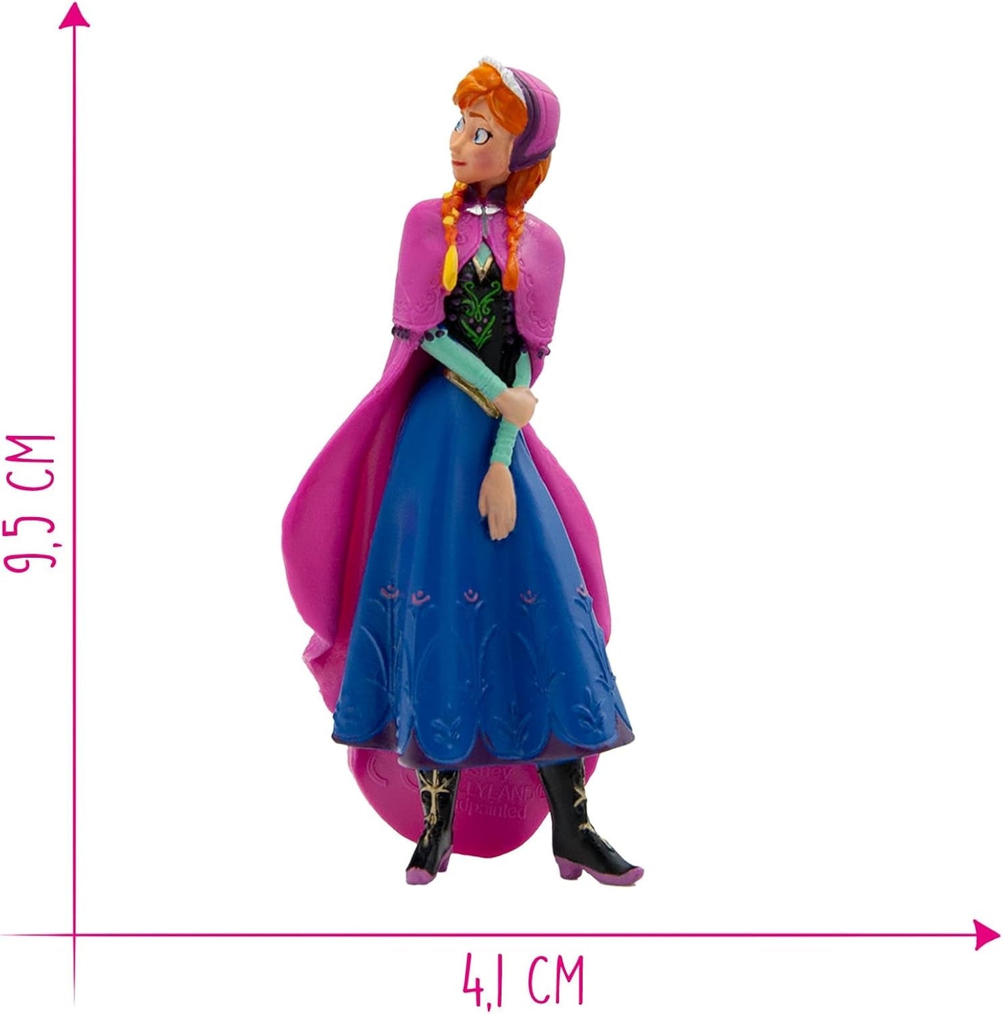 Bullyland 12960 - figurka księżniczki Anny z filmu „Kraina lodu” Walta Disneya, ok. 9,5 cm, bardzo szczegółowe, idealne jako mały prezent dla dzieci w wieku 3 lat i starszych