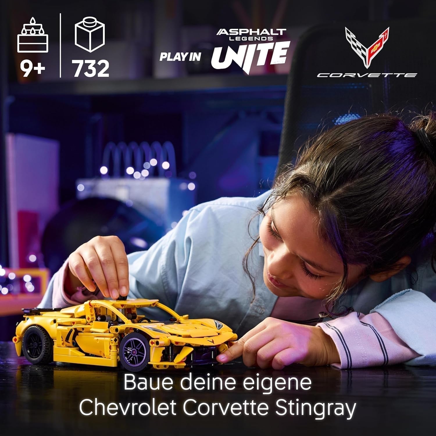 LEGO Technic Chevrolet Corvette Stingray - Kolekcjonerska zabawka do budowania - Zabawkowy samochód sportowy - Model samochodu - Prezent dla 9-letnich chłopców i dziewcząt, którzy kochają samochodziki 42205 Zestawy do budowania Besuche den LEGO-Store