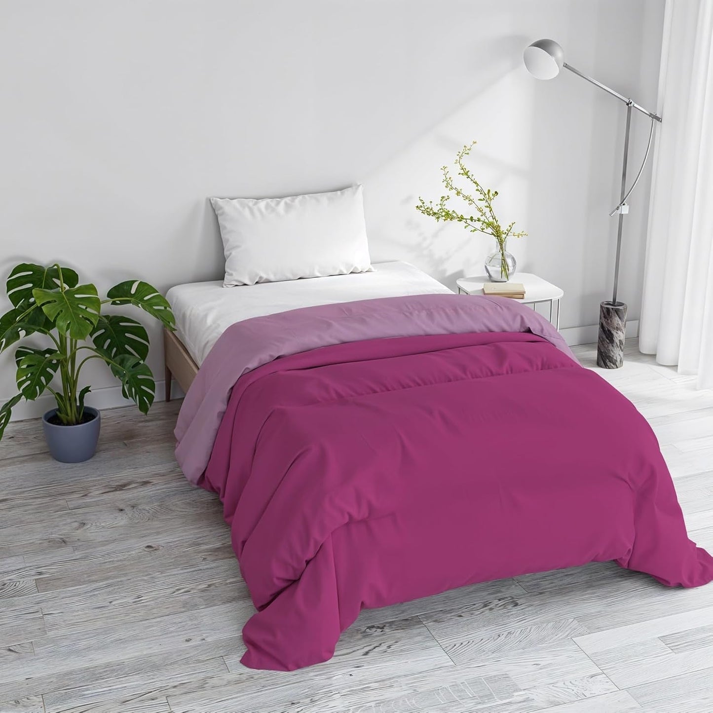 Podstawowy koc zimowy gładki i watowany, ciemnozielony / kremowy, 200X245Cm Kołdry i kołdry Naty Shop Fuksja/Liliowy 200X245Cm