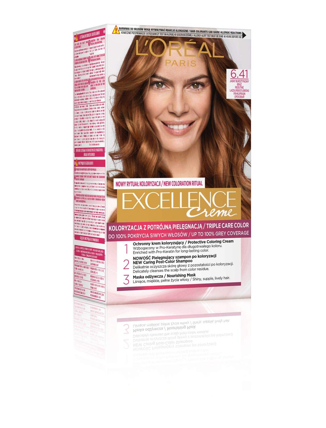 L'Oréal Paris Excellence 6.41 Farba do włosów - Jasnobursztynowy Brąz Naty Shop Farba do Włosów 6.41 Jasnobursztynowy Brąz