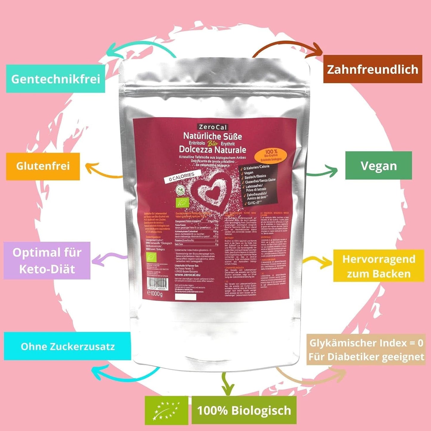 Zerocal - Organiczny erytrytol 1KG Słodziki Naty Shop