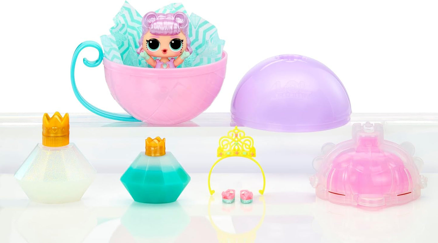LOL niespodzianka! Princess Tots – zawiera 1 lalkę, opancerzone opakowanie, 2 farby do stworzenia sukienki księżniczki, 8 lalek do zebrania