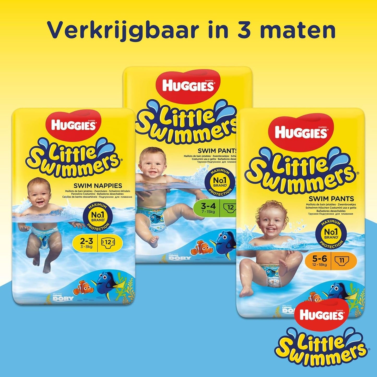 Jednorazowe pieluszki do pływania Huggies Little Swimmers, rozmiar 2–3 – łącznie 36 majtek