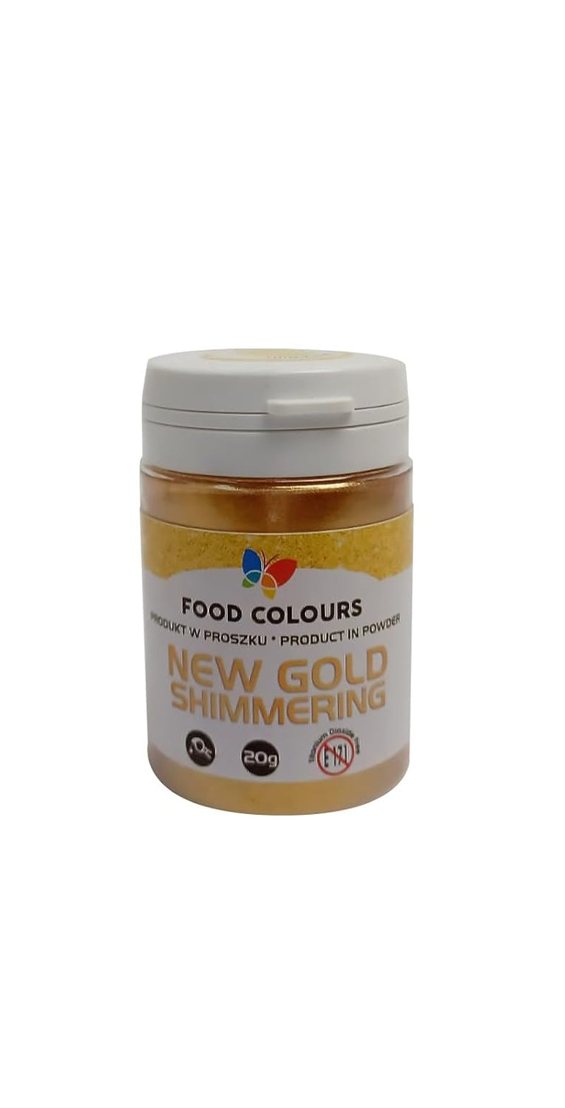 Brokat jadalny z efektem metalicznym, New Gold Shimmering, 20 gramów Glitter Naty Shop