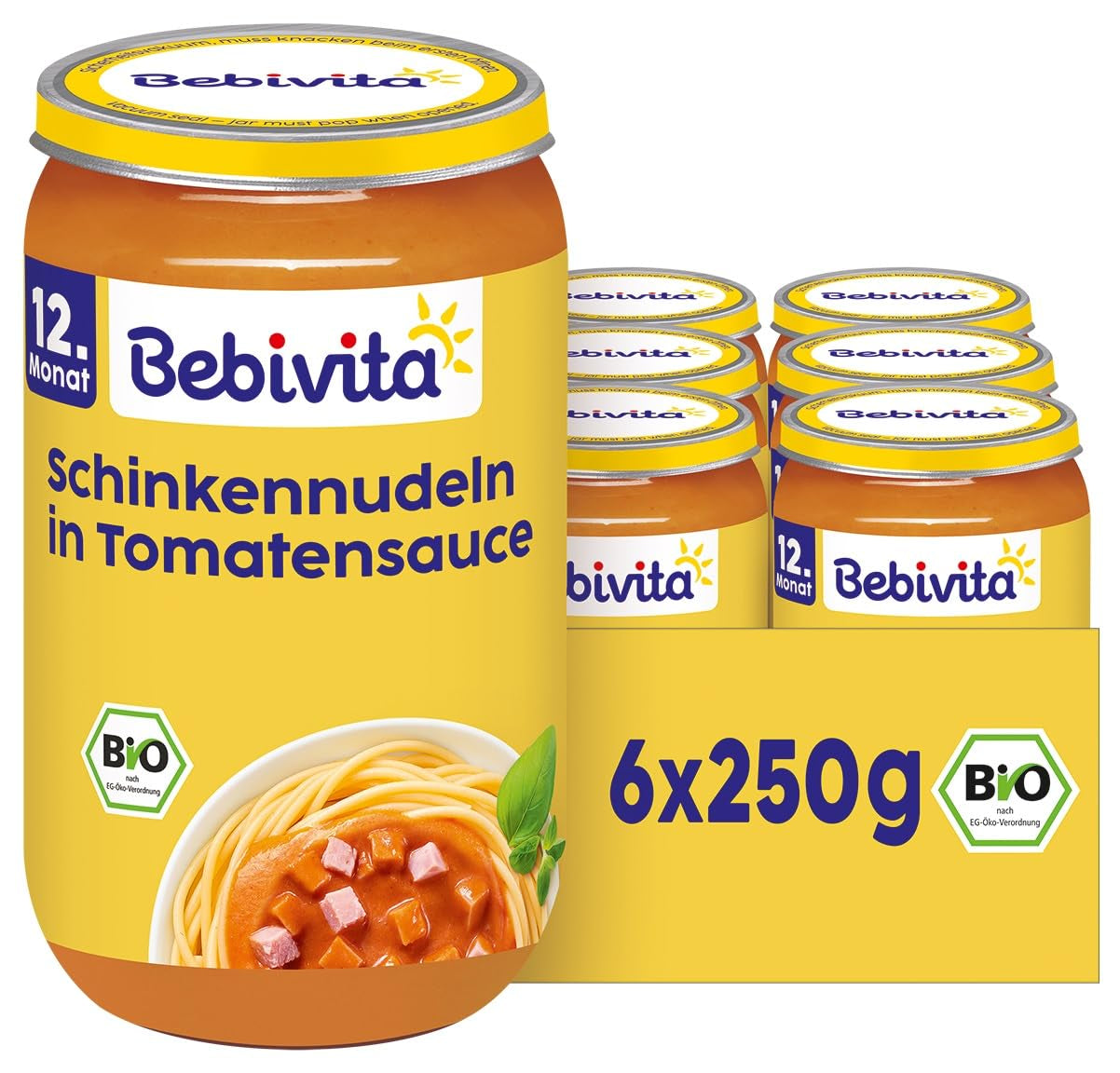 Posiłki od 12 miesiąca życia: Szynka i makaron w sosie pomidorowym, 250g, opakowanie 6 szt. (6 x 250g)