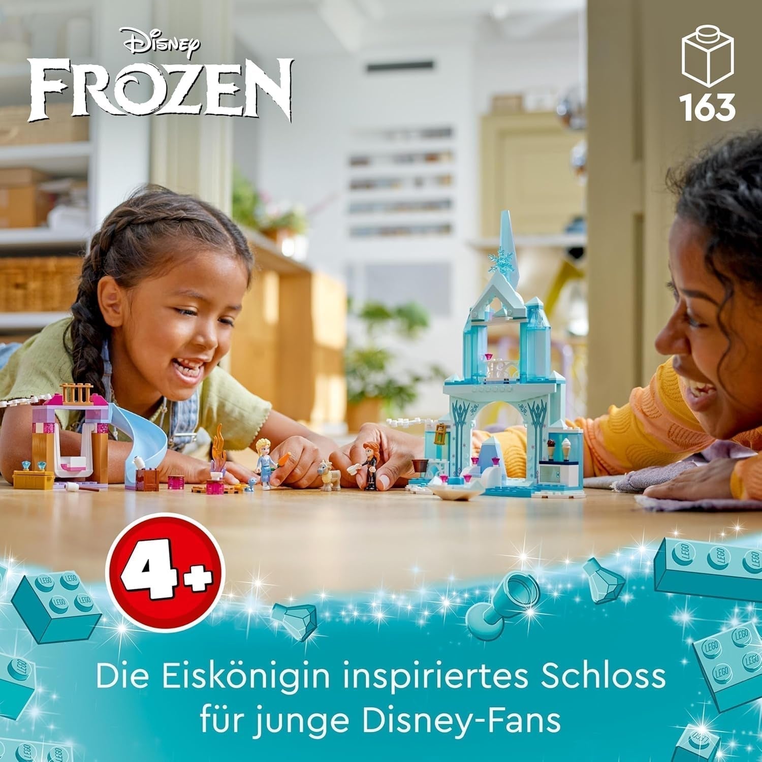 LEGO Disney Kraina Lodu Pałac Elsy, Zamek Królowej Lodu, lalka Księżniczka ELSA i Anna oraz 2 figurki zwierząt, świetny prezent dla 4-letnich dziewcząt i chłopców 43238 Zestawy do budowania Besuche den LEGO-Store