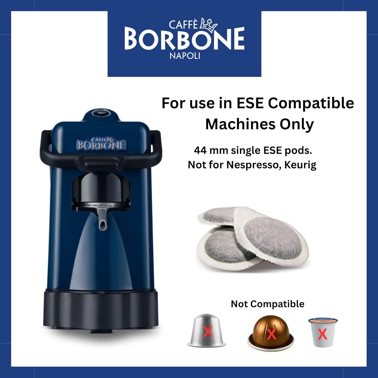 Caffè Borbone Kompostowalne podkładki Kaffeepads, Rote Kaffeemischung - 150 podkładek - Kompatybilne z papierowymi podkładkami ESE System 44 mm