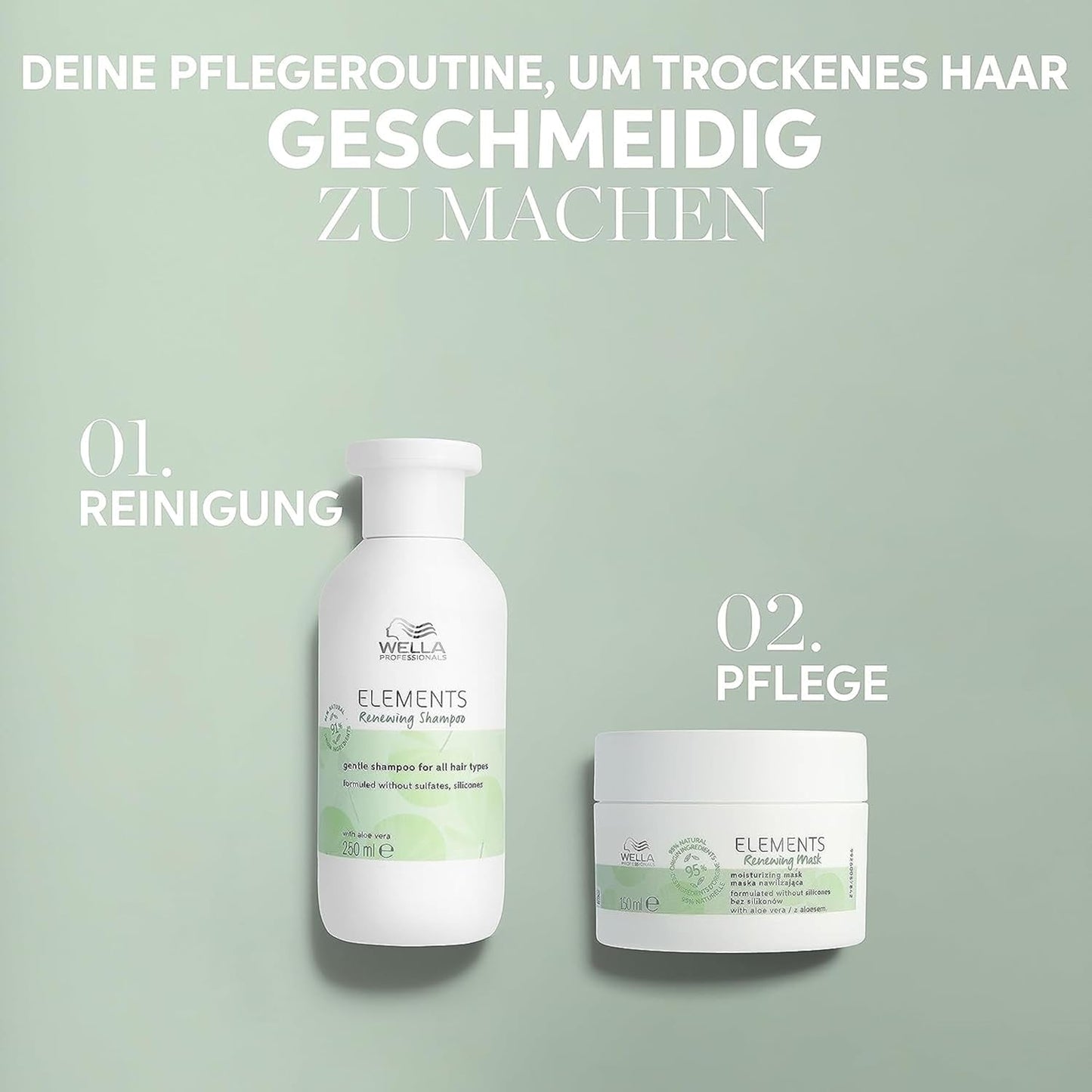 Wella Professionals Elements - naturalna pielęgnacja suchych, zniszczonych włosów i wrażliwej skóry głowy - odżywka bez spłukiwania, maska i spray z przeciwutleniaczami i esencją oliwną Naty Shop Hair Mask