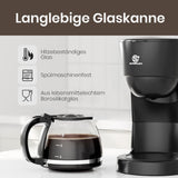 Ekspres do kawy z filtrem o pojemności 1,25 l na 10 filiżanek kawy filtrowanej, szklana karafka, którą można myć w zmywarce, termos, system zapobiegający kapaniu, automatyczne wyłączanie, 600 W, zabezpieczenie przed gotowaniem bez wody do domu i biura