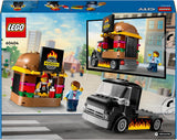 Zestaw LEGO City do budowania burgerowni z samochodzikiem dla 5-latków, minifigurką food trucka i akcesoriami, ciekawym prezentem dla chłopców i dziewcząt 60404 Zestawy do budowania Kup w sklepie LEGO