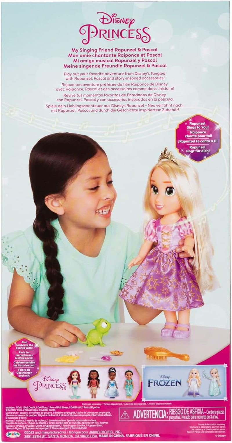 Śpiewająca lalka Disney Princess Roszpunka 35 cm, śpiewa „Widzę światło”, zawiera akcesoria zapewniające więcej zabawy, idealna dla dziewczynek w wieku 3 lat i więcej, fioletowa