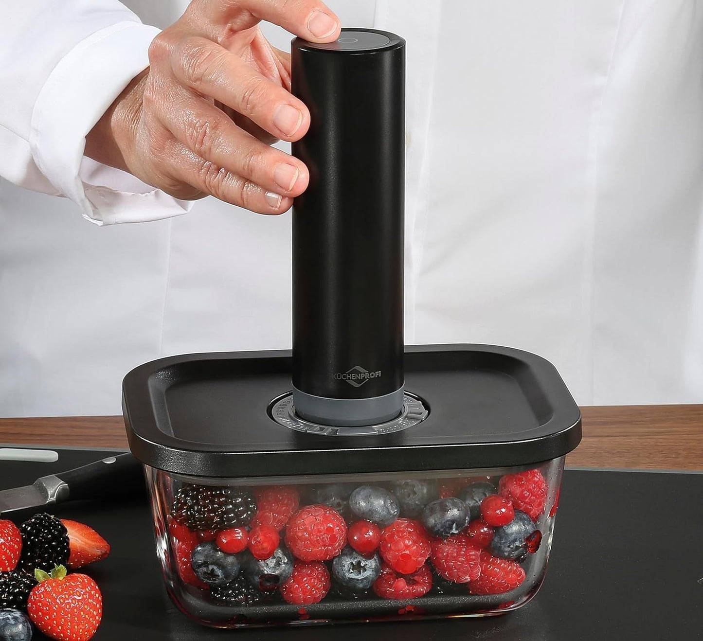 Zestaw próżniowy Küchenprofi EASYFRESH | Zestaw 7 sztuk | 1x elektryczna pompa próżniowa, 1x słoik próżniowy S, M i L, 3x worki próżniowe 22x21 cm | szkło borokrzemowe, tworzywo sztuczne wysokiej jakości | przygotowanie i przechowywanie Pudełka do przechowywania żywności Naty Shop