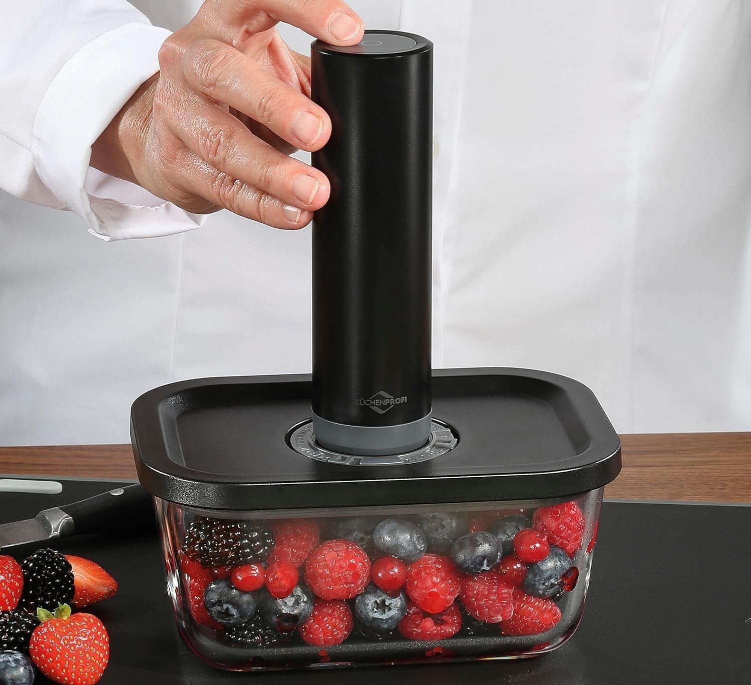Zestaw próżniowy Küchenprofi EASYFRESH | Zestaw 7 sztuk | 1x elektryczna pompa próżniowa, 1x słoik próżniowy S, M i L, 3x worki próżniowe 22x21 cm | szkło borokrzemowe, tworzywo sztuczne wysokiej jakości | przygotowanie i przechowywanie Pudełka do przechowywania żywności Naty Shop